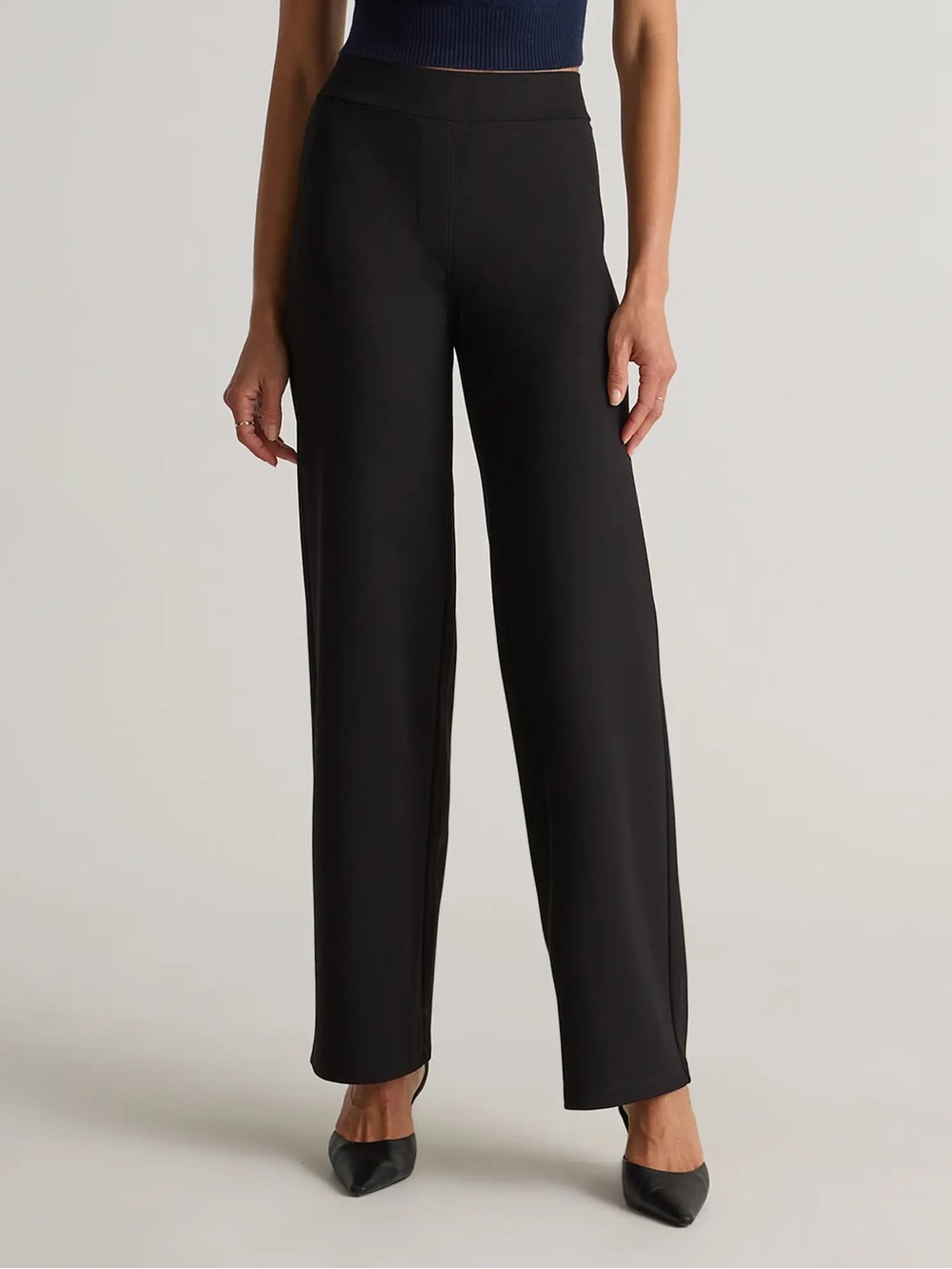 Quince‎ Ultra-Stretch Ponte Wide Leg Pants Black Size XL